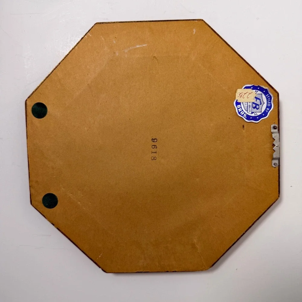 Vintage Fleck Bros Octagon Blue Gold Wall Mirror 9.5